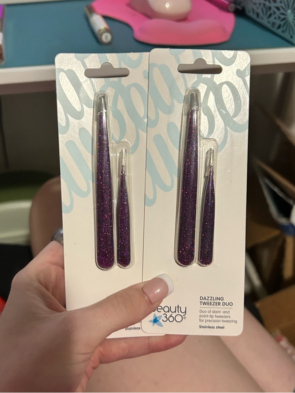 Beauty 360 Dazzling Purple Tweezer Duo 2 Pack